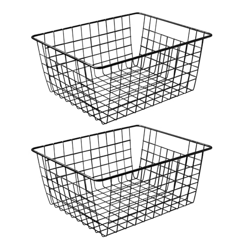14" Upright Freezer Storage Baskets (Black / 14"-2Pack)