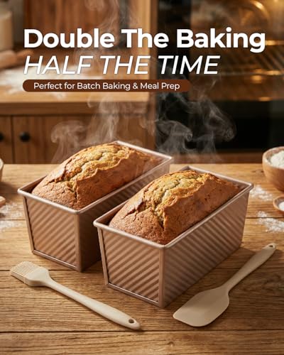 2 Pack 1 LB Pullman Loaf Pan with Lid (Champagne Gold / 2*1LB)