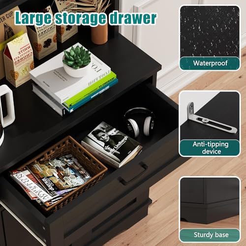Farmhouse Pantry Cabinet with Acrylic Doors (Black)