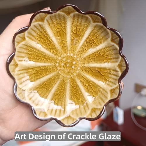 Ceramic Spoon Rest for Stove Top (Cracks Deco, Fall yellow)
