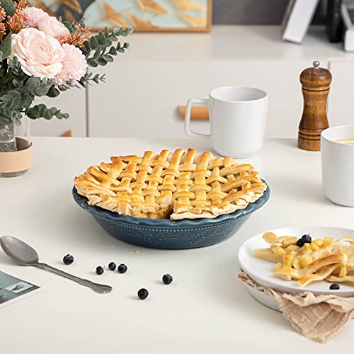 Pie Pan 9 Inch Ceramic Pie Dish (Grayish Blue)