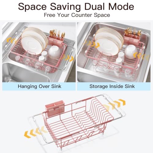 Pink Dish Drying Rack in Sink (Pink / For 12"-30"w Sink)