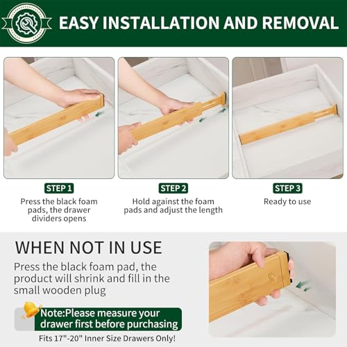 Bamboo Drawer Dividers 2.6" High (4 Count)