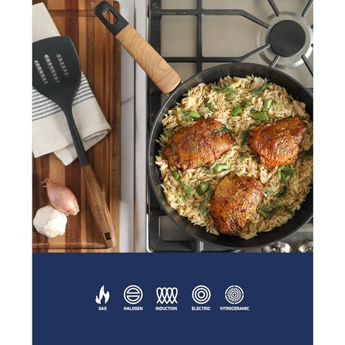 Platinum Oxburg 12 Inch Frying Pan Forged Aluminum PFA Free Non (Black w/ Wood / 12-Inch Frying Pan)