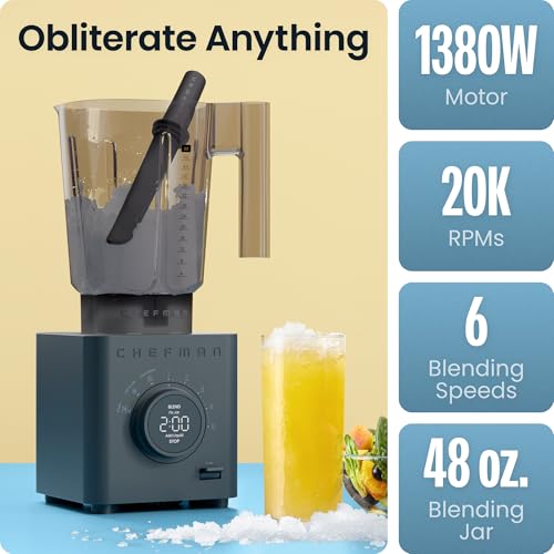 Obliterator 48 oz Countertop Blender for Smoothies (Midnight / Power Blender + 1 Travel Jar)