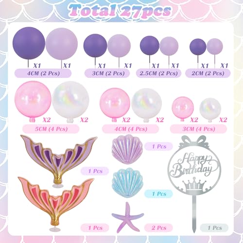 27pcs Mermaid Theme Birthday Cake Decorations 3D Tails (27-mermaid)