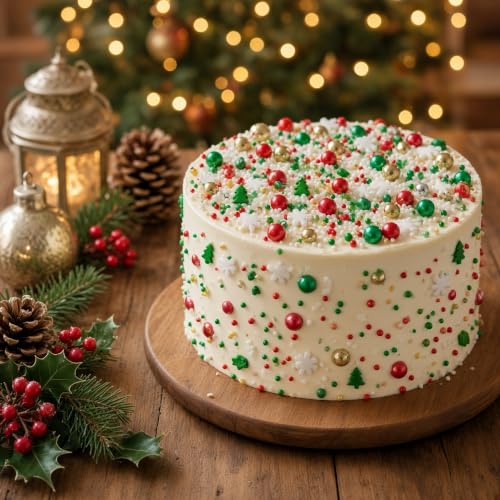 Christmas Mixed Sprinkles Edible Pearls Cake Decorations Cupcake Toppers Cookie Decorating Perfect for Wedding Party Valentine Halloween Christmas Supplies 4.58OZ (Christmas)