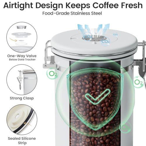 Coffee Canister with Window (Jet White / 22 oz)