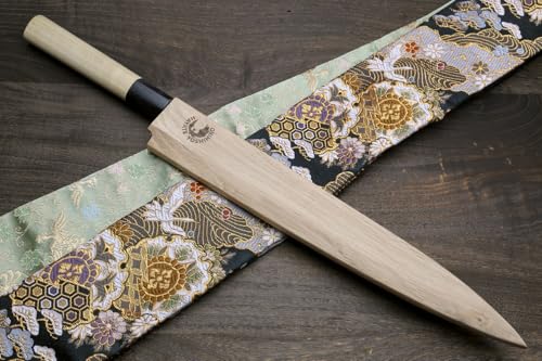 Shiroko High Carbon Steel Kasumi Yanagi Magnolia Handle Sushi Sashimi Chef Knife (11.8" / Magnolia Handle)