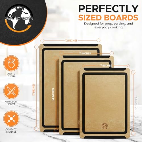 Composite Wood Cutting Board Set of 3 (Tan/Black)