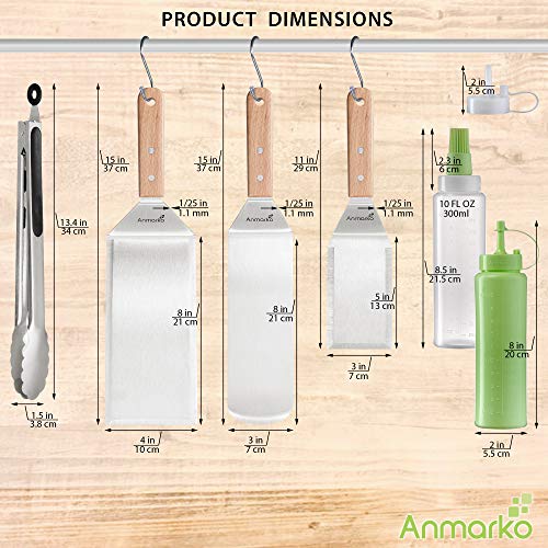 Metal Spatula Set of 6 (Wooden handle set with tongs and bottles)