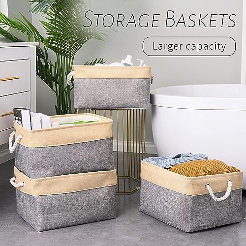 Organization and Storage Basket for Organizing (Golden&Grey / Large (Pack of 4))