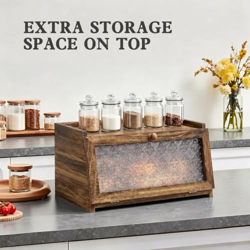 Bread Box for Kitchen Countertop (Carbonized Crabapple / 1‑tier)