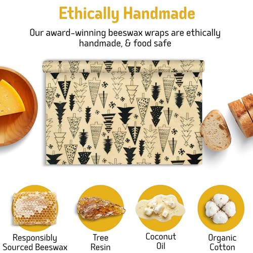 SuperBee Beeswax Wrap Roll XL 35x13" Reusable Food Wrap Holiday Print