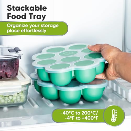 Silicone Food Freezer Trays with Lid (Alpine Green)