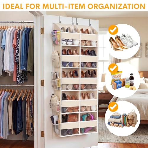 2 Pack Over the Door Organizer 5 Tiers (Beige - 5 Tiers - 2 Pack)