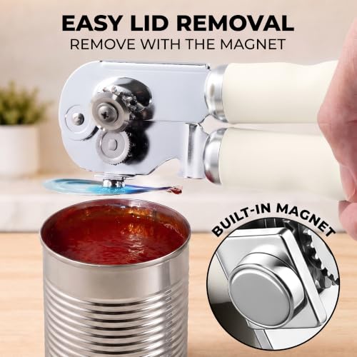 Stainless Steel Swing Open Manual Can Opener Comfortable Grip (Cream / Swing Open)