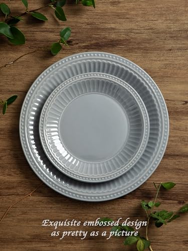 Ceramic Plates and Bowls Sets (Bluish Grey / Service for 4)