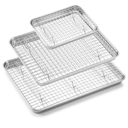 Baking Sheet with Wire Rack Set (16+12+9 Inch)