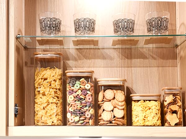 Glass Food Storage Jars Square 44oz (3 Count)
