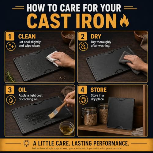 Cast Iron Griddle for Weber Spirit I & II 300 Series (17.5" x 11.9" x 1.2")