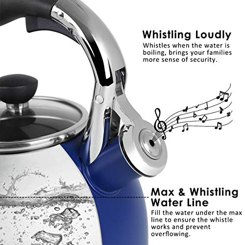 Whistling Tea Kettle for Stove Top (Blue)