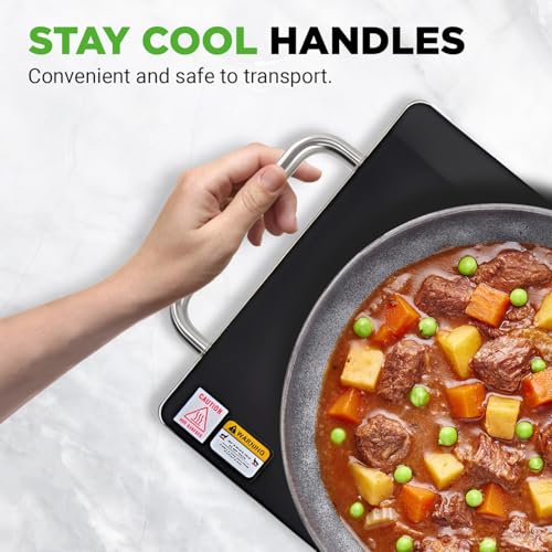 Electric Hot Plate Tray Dish Warmer with Black Glass Top (14.5 x 8.6 inches)