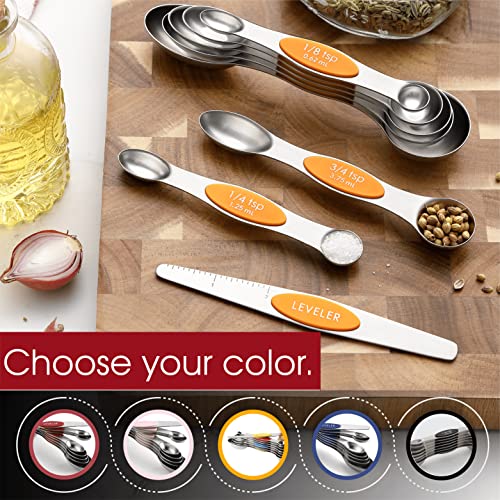 Stainless Steel Magnetic Measuring Spoons Set of 8 (Mango / 1-Pack)