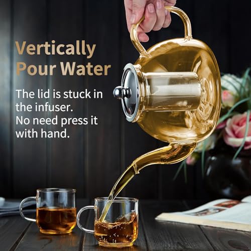 Glass Teapot with Infuser (Champagne / 40OZ)
