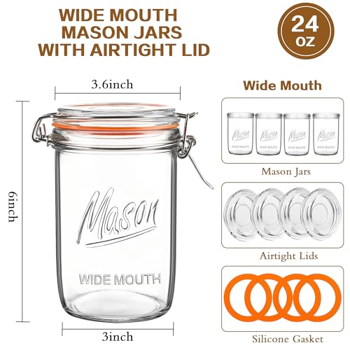 24oz Wide Mouth Mason Jars (24oz 4pack)