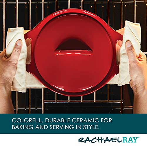 Solid Glaze Ceramics Casserole Bakers (Red)