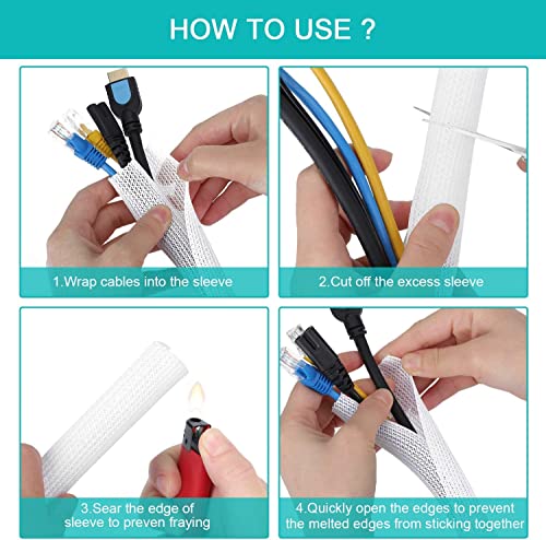 6.6ft 1.2 inch White Cable Sleeve