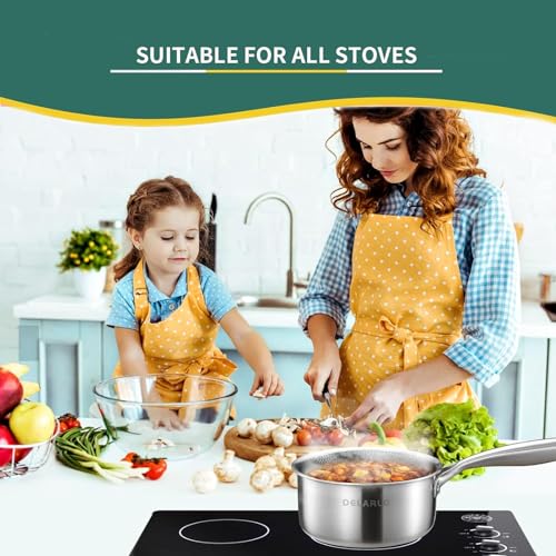 Tri Ply Stainless Steel Hybrid Non Stick Saucepan 1.5 Quart (Black)