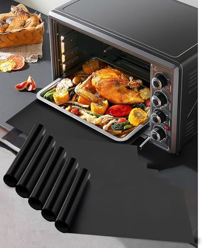 5 Pack Oven Liners for Bottom of Oven (Black / 5 Pack 17”x25”)