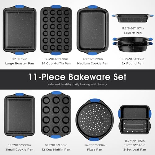 11 Piece Professional Stackable Baking Set (Black&Blue)