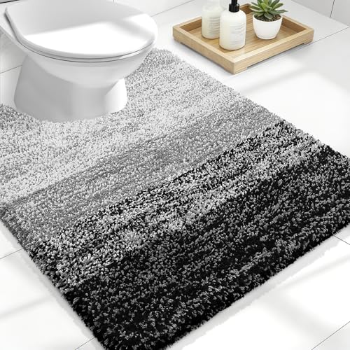 Luxury Toilet Rugs U (24" X 20" Contour Rug / Black)