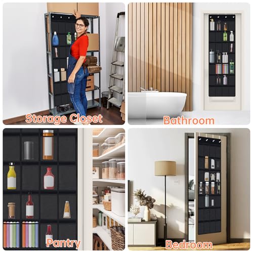 28 Pockets Door Hanging Cup Organizer Fit for Stanley Tumbler (66.2" x 22" / Black)