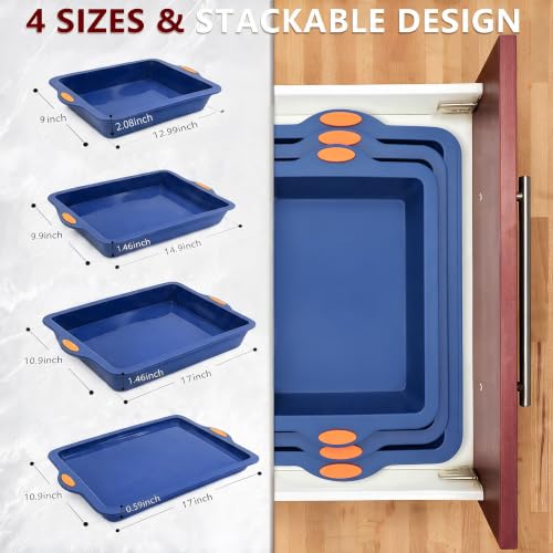 Silicone Baking Pans Set (4-Piece Baking Pans Set / Navy Blue)
