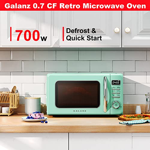 GLCMKZ07GNR07 Retro Countertop Microwave Oven with Auto Cook & Reheat (Green / .7 cu ft / Modern)