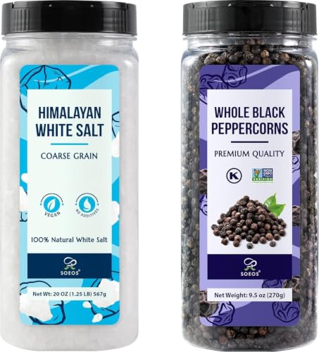 White Salt 20 Oz + Black Peppercorns 9.5 Oz (14.75 Ounce (Pack of 2))