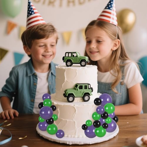 40 Pcs Foam Ball Cake Toppers with Sticks Mini Cake Decorations for Birthdays (40-black Green Purple)