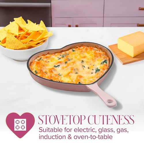 Enameled Cast Iron Heart Skillet Pan (10-Inch Skillet / Pink)