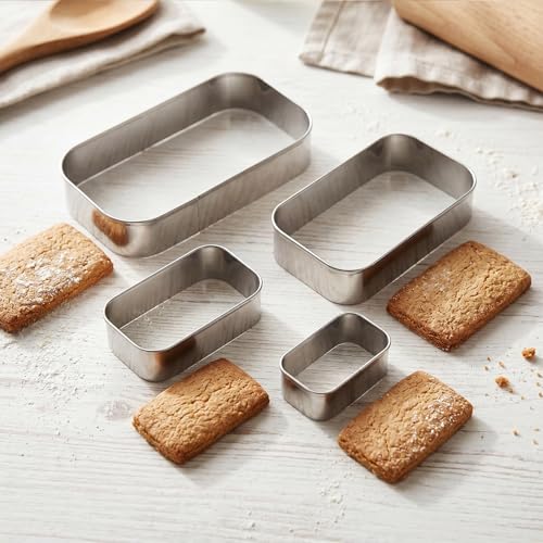 Rounded Rectangle Cookie Cutter Stainless Steel Plaque Cookie Cutters Geometric Frame Cookie Cutters Shapes Molds for Baking 1 Inch Depth (Rounded Rectangle)
