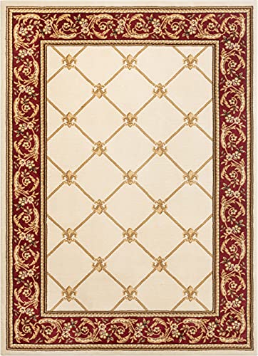 Timeless Collection Fleur De Lis Ivory 5x7 Luxurious Traditional French Aubusson Oriental Area Rug Perfect for Living Room Bedroom or Dining Room Easy (5'3" x 7'3" (Rectangular) / Ivory)