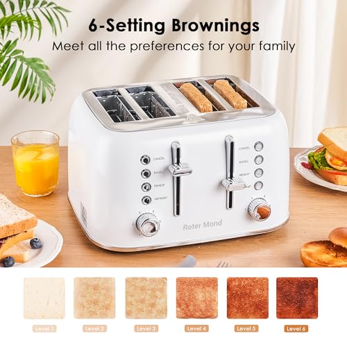 Toaster 4 Slice Retro Stainless Steel with Extra Wide Slots Bagel