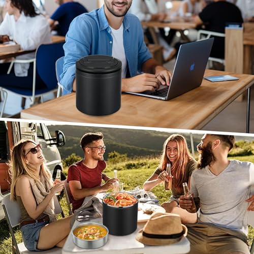 Soup Thermo for Hot Food Adults 40oz Lunch Containers Wide (Black)