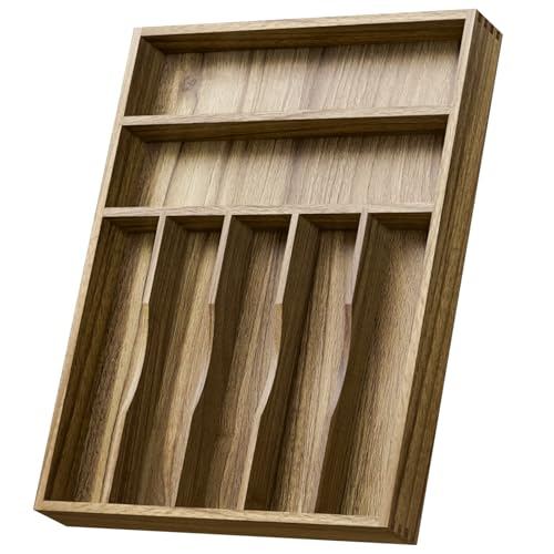 Acacia Wood Silverware Drawer Organizer (7 Slots)