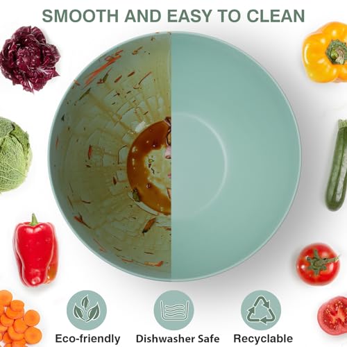 11.3" Extra Large Salad Bowl with Wooden Lid & Servers (11.3 inch / Turquoise)