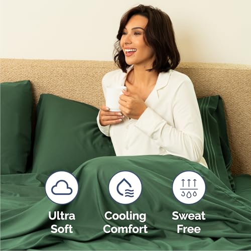 Queen Size 4 Piece Sheet Set (17 - Emerald Green / Queen)
