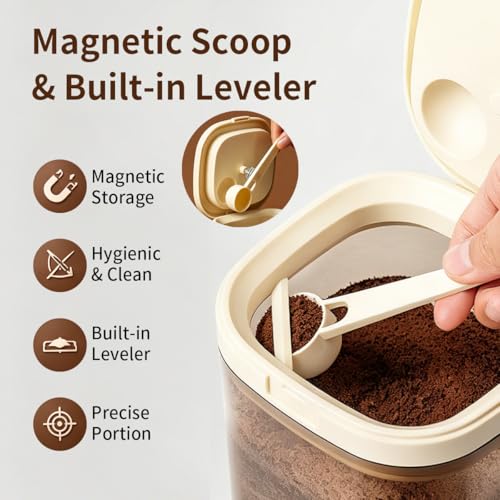 Airtight Food Storage Container with Magnetic Scoop & Built (1200ml)